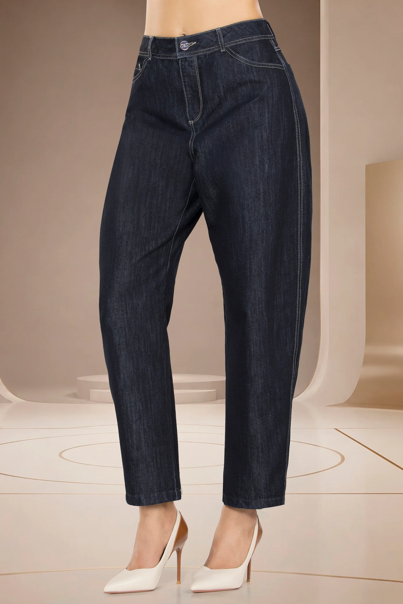 Jean Barrel Tiro Alto Azul Oscuro – BRASIL