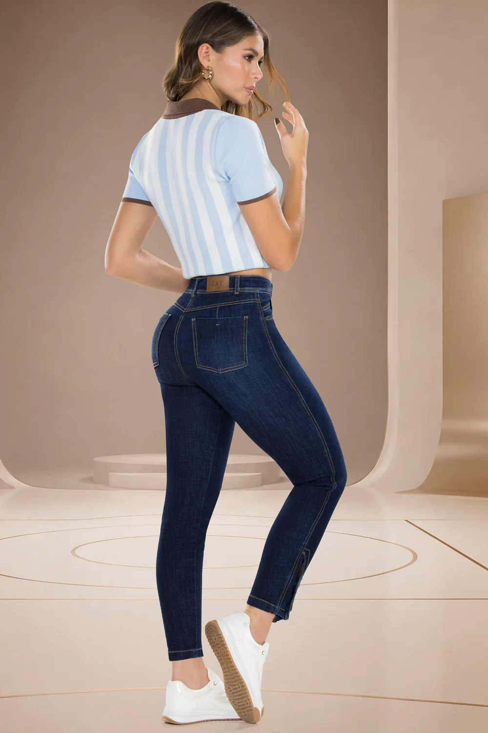 Jean Mom Tiro Alto Azul Oscuro – CABO VERDE