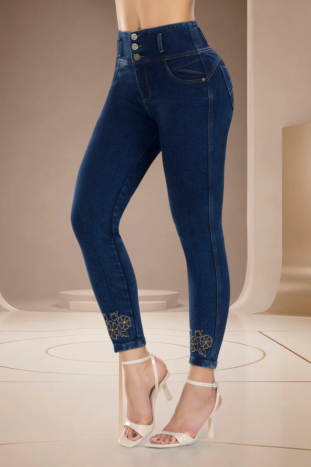 Jogger Skinny Tiro Alto Azul Oscuro – CANADÁ