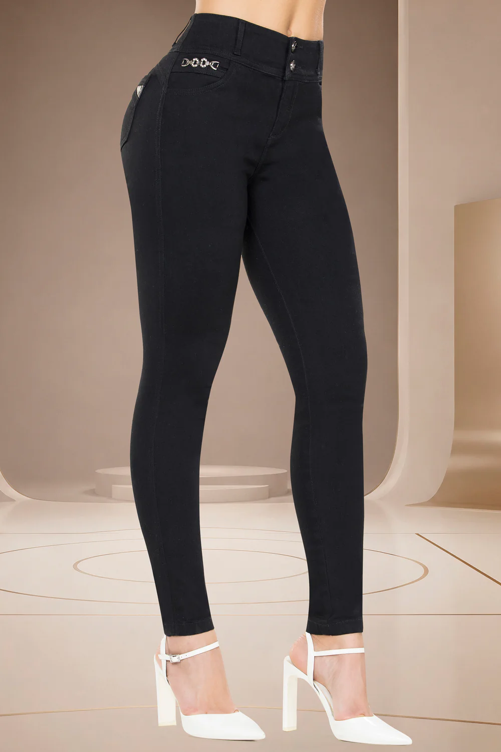 Jean Skinny Tiro Alto Negro – COSTA DE MARFIL
