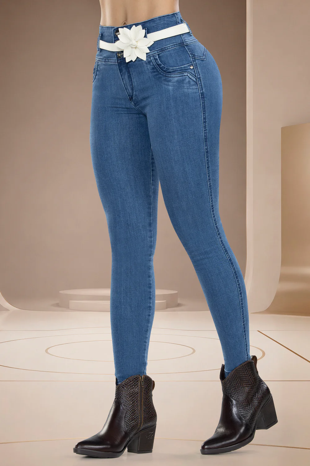 Jean Skinny Tiro Alto Azul Medio – ESCOCIA