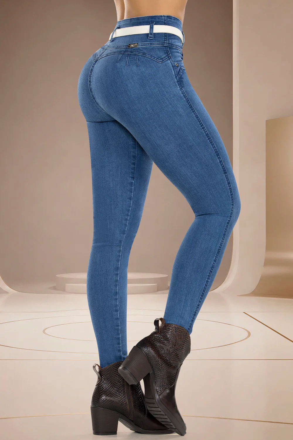 Jean Skinny Tiro Alto Azul Medio – ESCOCIA