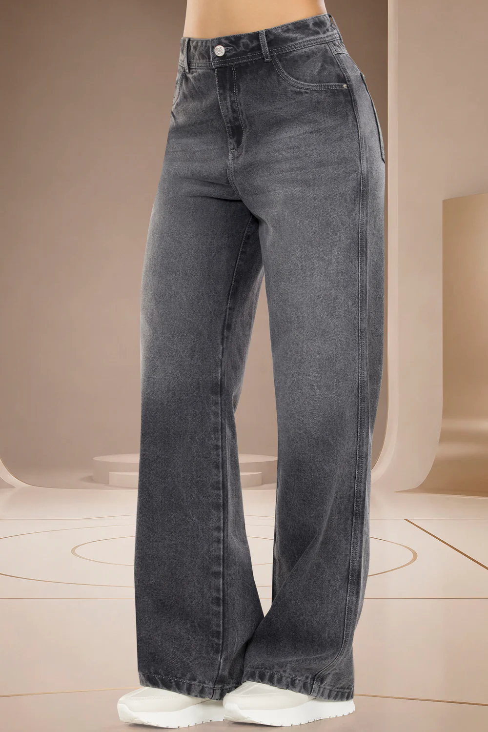 Jean Barrel Tiro Alto Azul Claro – ESTADOS UNIDOS