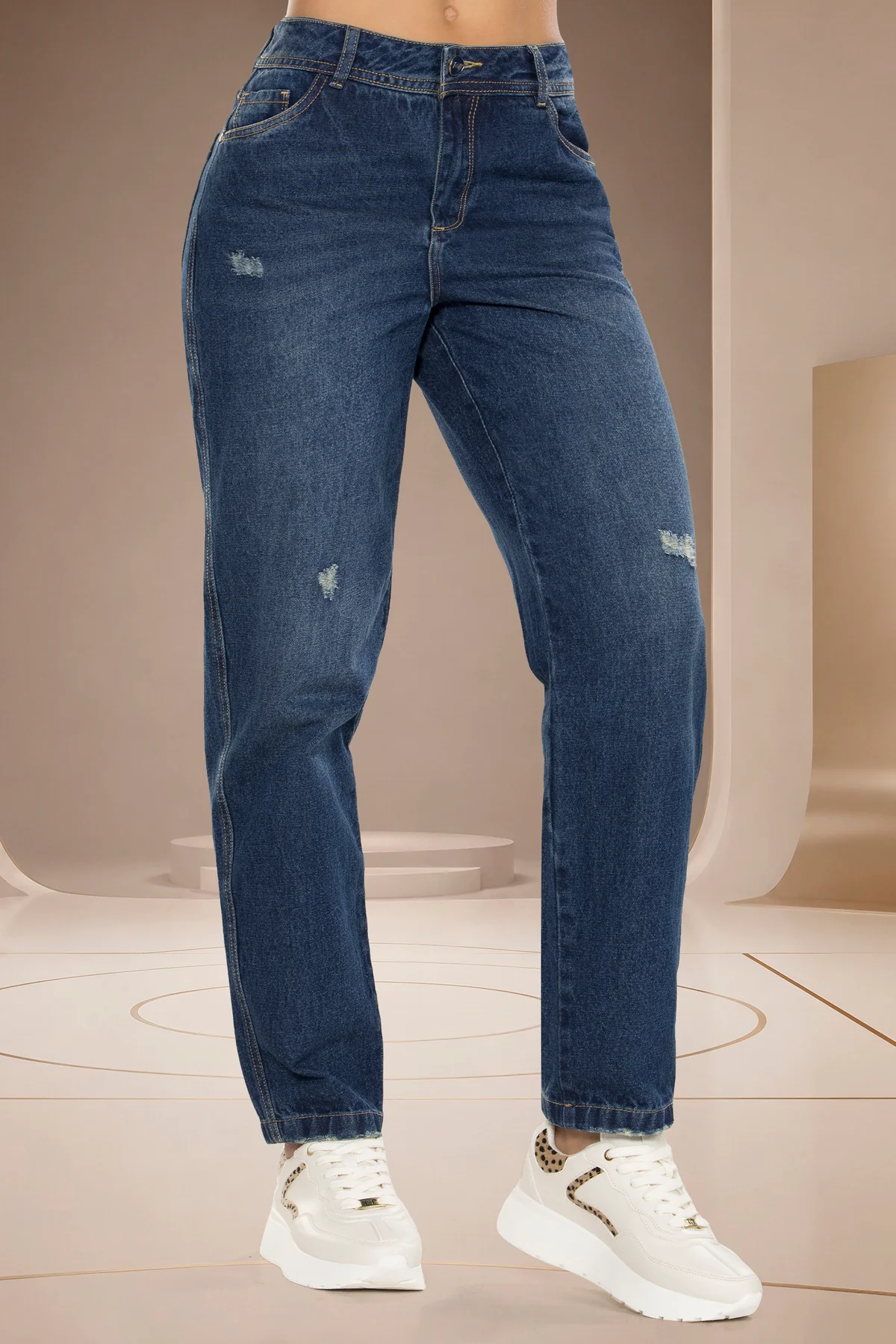 Jean Mom Tiro Alto Azul Oscuro – IRÁN