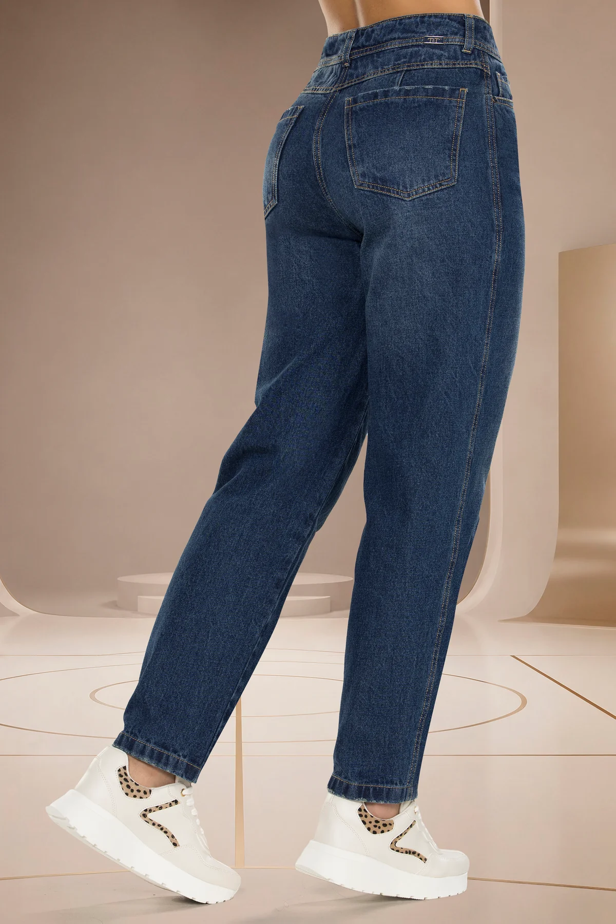 Jean Mom Tiro Alto Azul Oscuro – IRÁN
